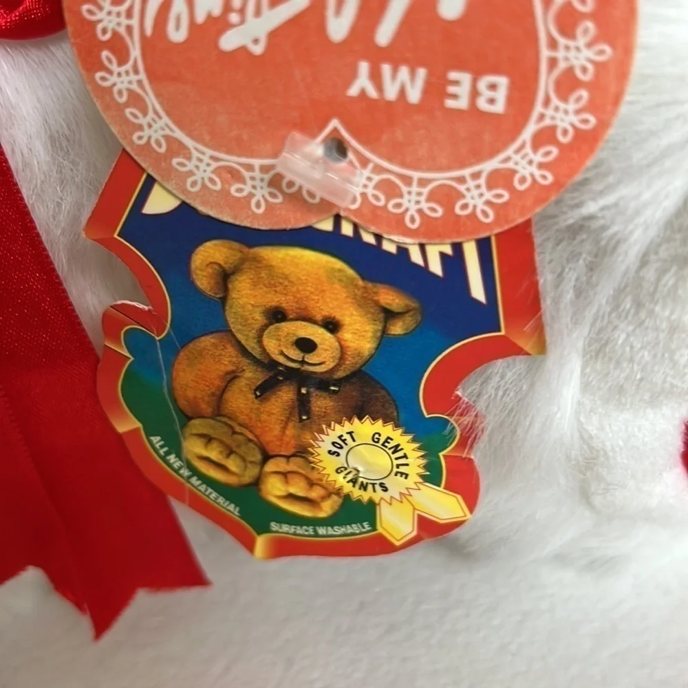 Dollcraft White Valentine Plush Bear  NWT